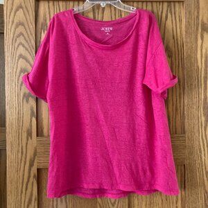 j crew linen roll cuff tshirt tee festival pink medium